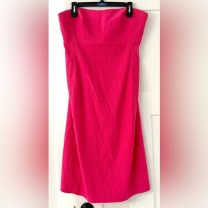 J Crew Pink Strapless Midi Dress in Stretch Maletasse, Size 12 NWT